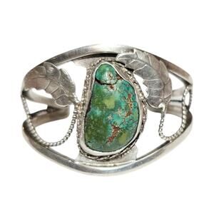 Vintage Dine (Navajo) Turquoise and Sterling Silver Cuff Bracelet, 1960s